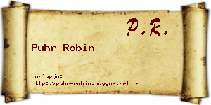 Puhr Robin névjegykártya